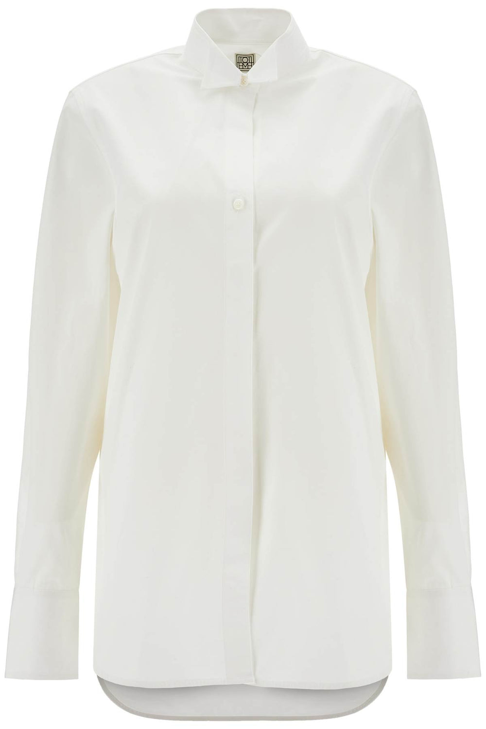 Toteme White Asymmetrical Organic Cotton Tuxedo Shirt