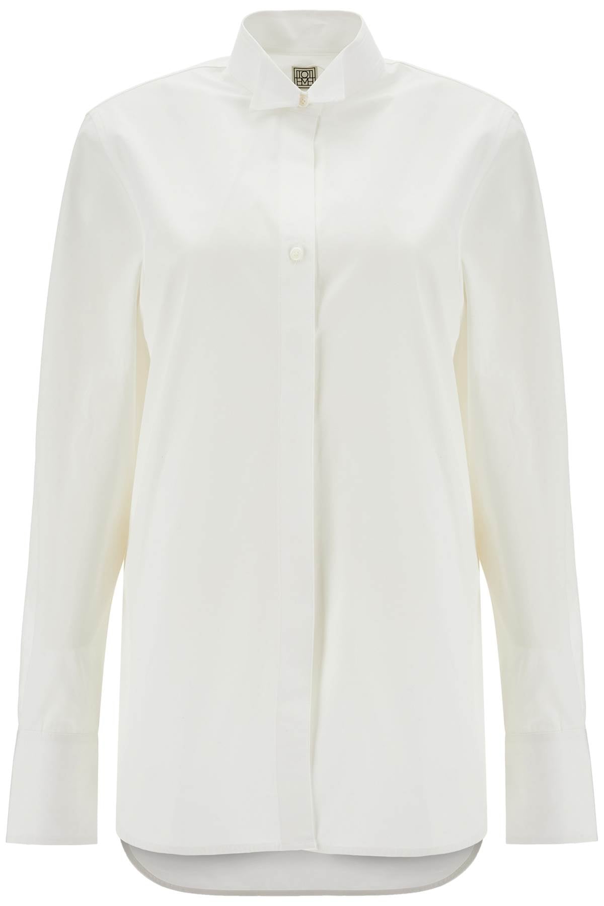 Toteme White Asymmetrical Organic Cotton Tuxedo Shirt