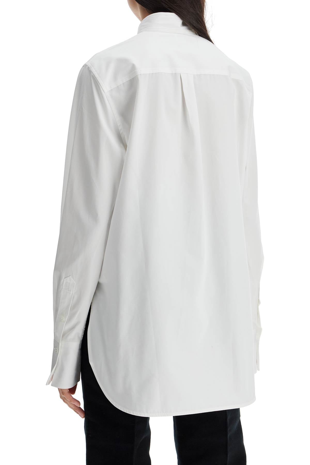 Toteme White Asymmetrical Organic Cotton Tuxedo Shirt