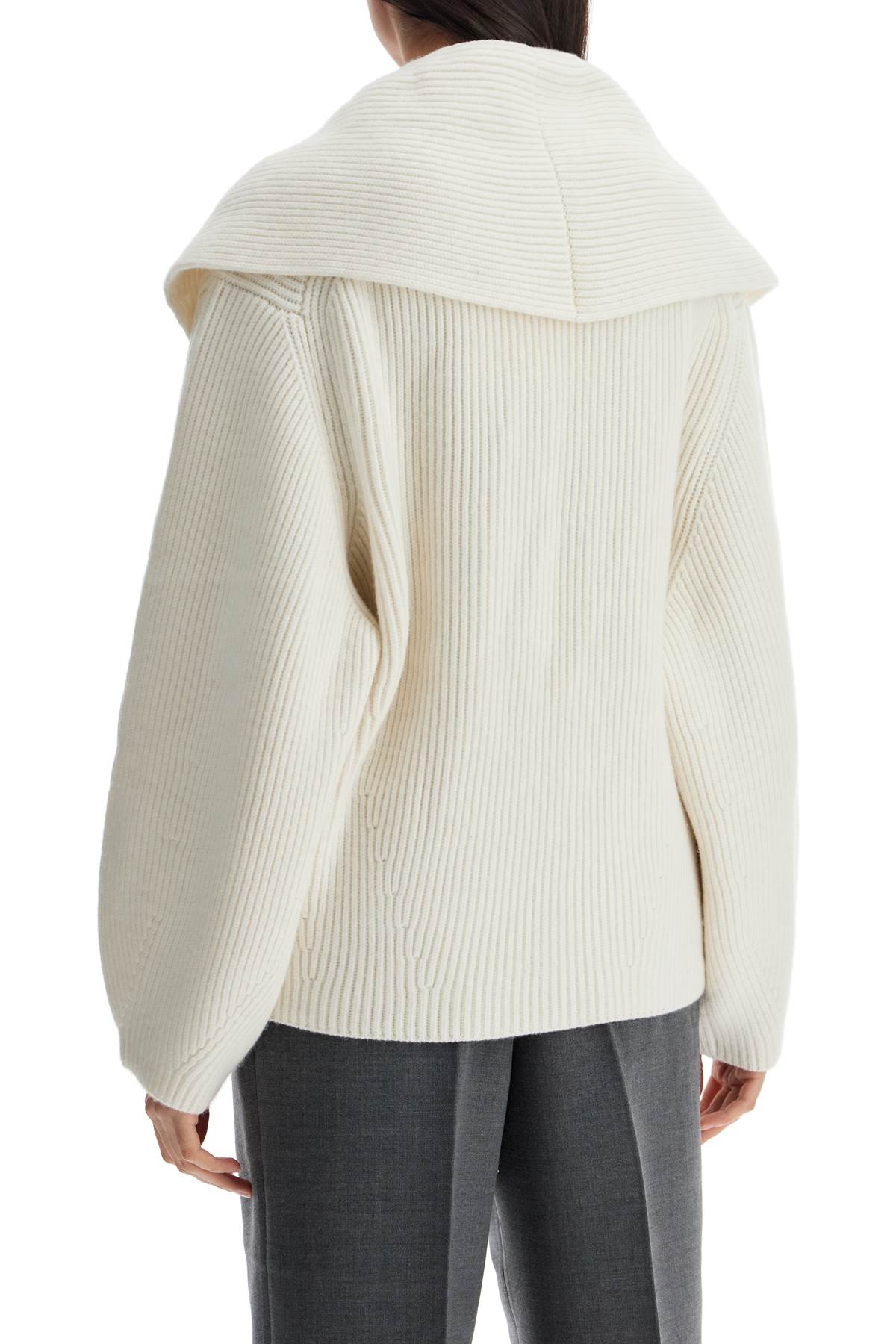 Toteme Cardigan In Milk Wool With Shawl Collar