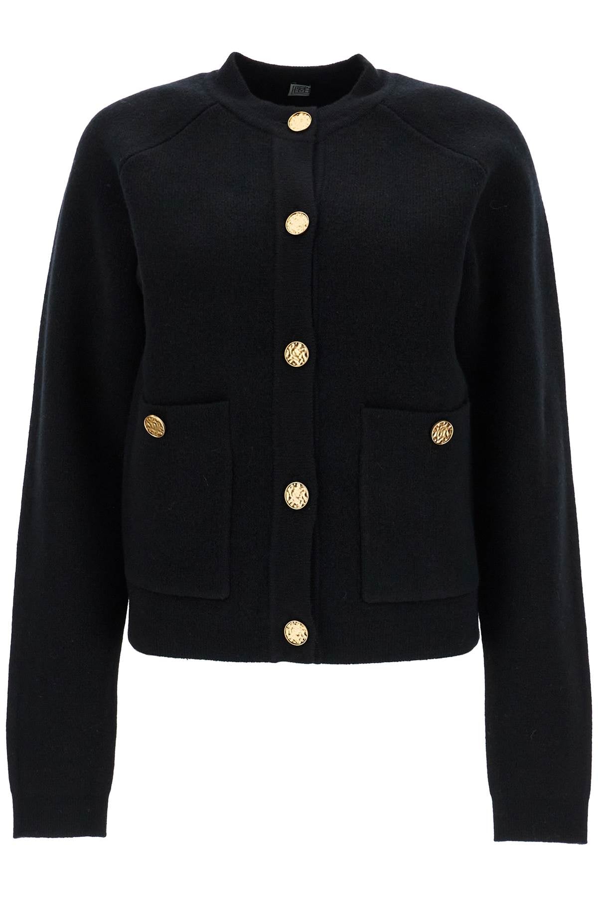 Toteme Black RWS Wool Cardigan With Golden Buttons