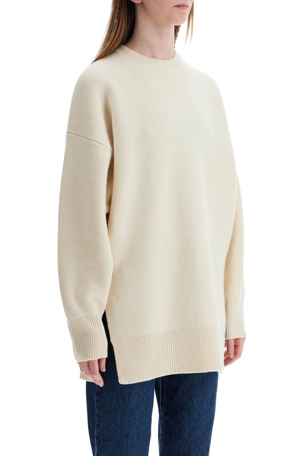 Toteme White Fine Knit Wool And Cashmere Sweater