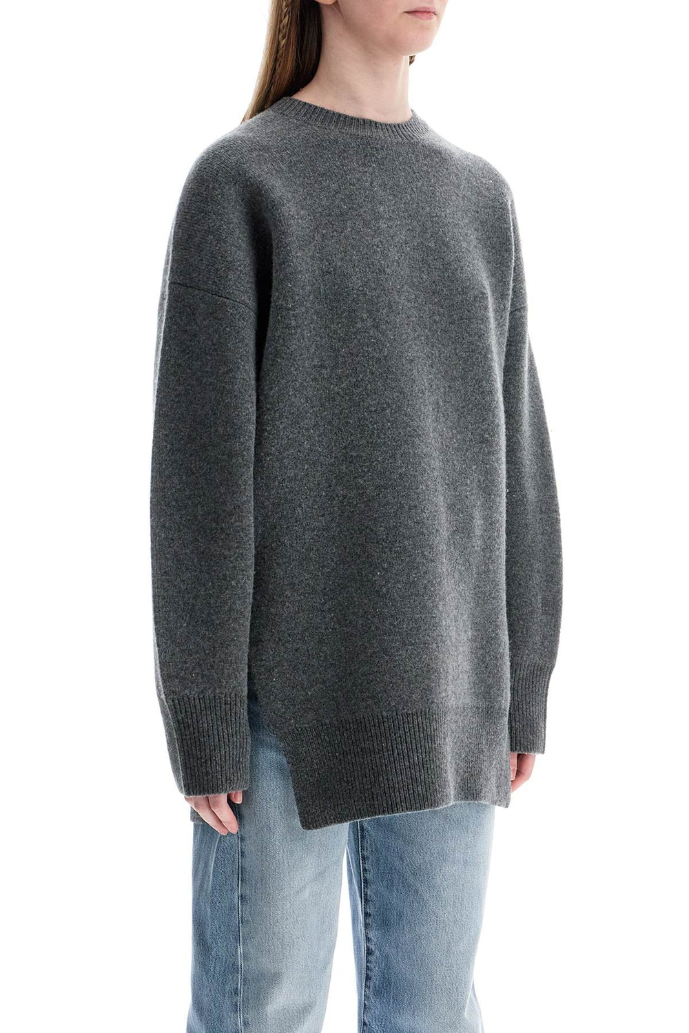 Toteme Gray Melange Wool And Cashmere Sweater