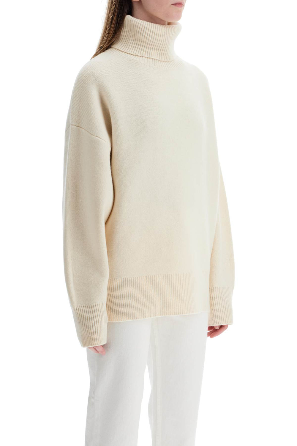 Toteme White Snow Wool And Cashmere Turtleneck