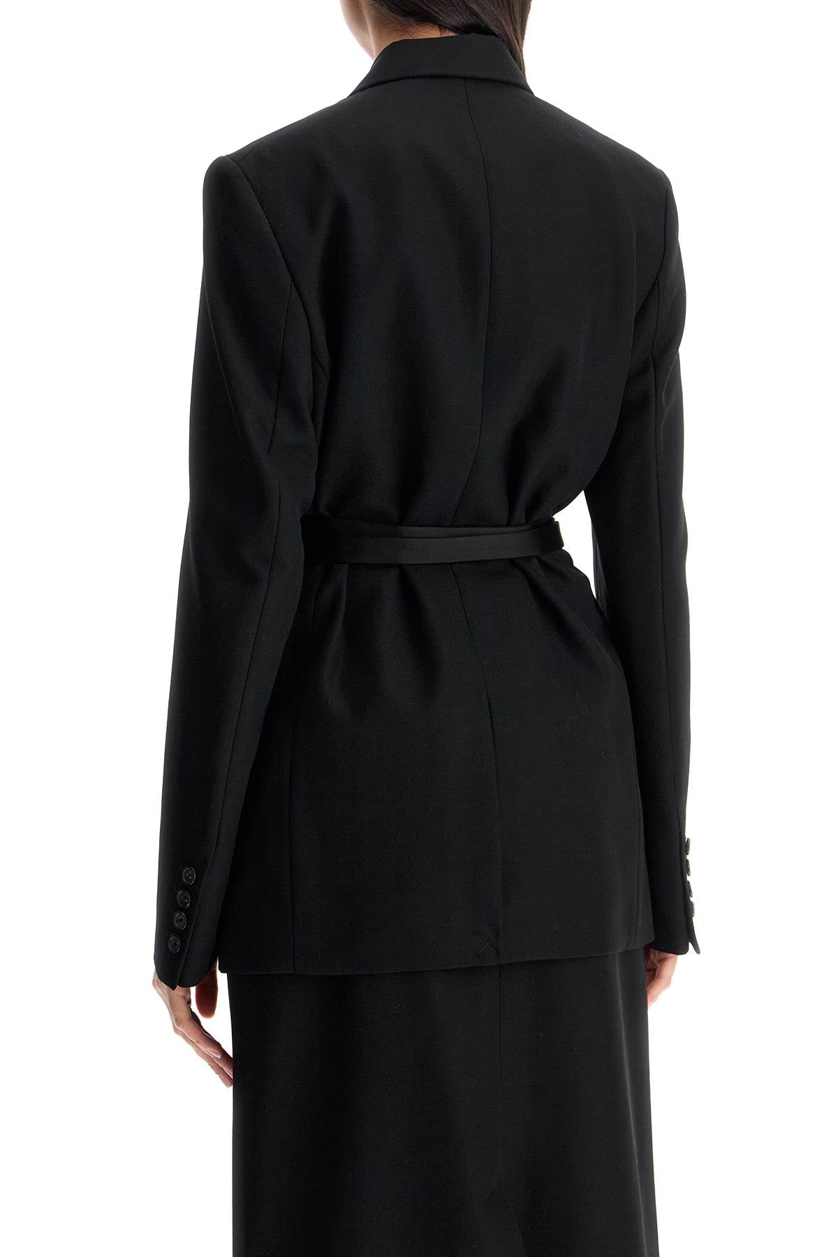 Toteme Single-breasted Blazer With Belt Black Loose Fit