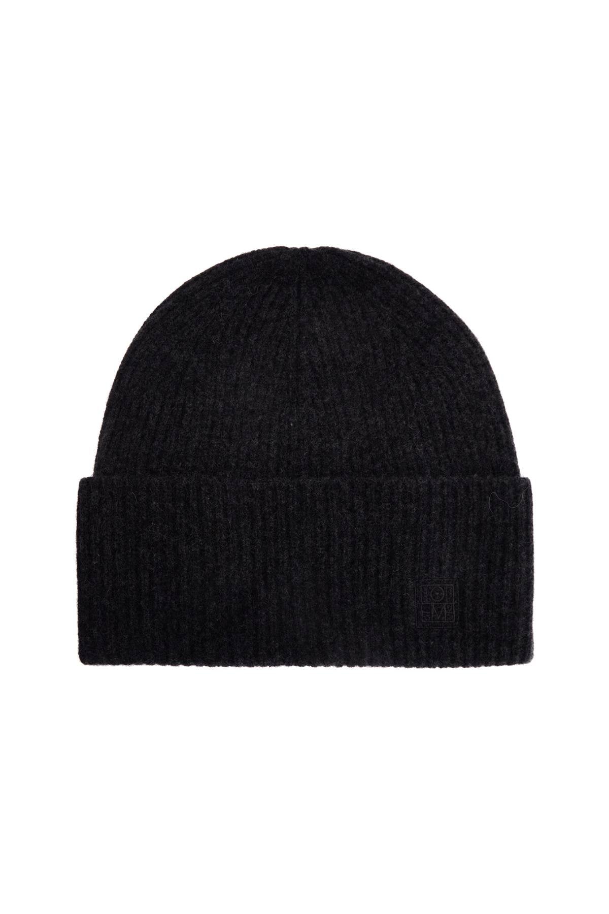 Toteme Charcoal Melange Ribbed Wool Beanie