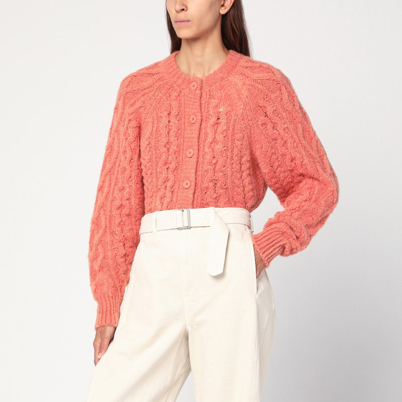ISABEL MARANT Étoile Rust Pink Yara Openwork Knit Cardigan