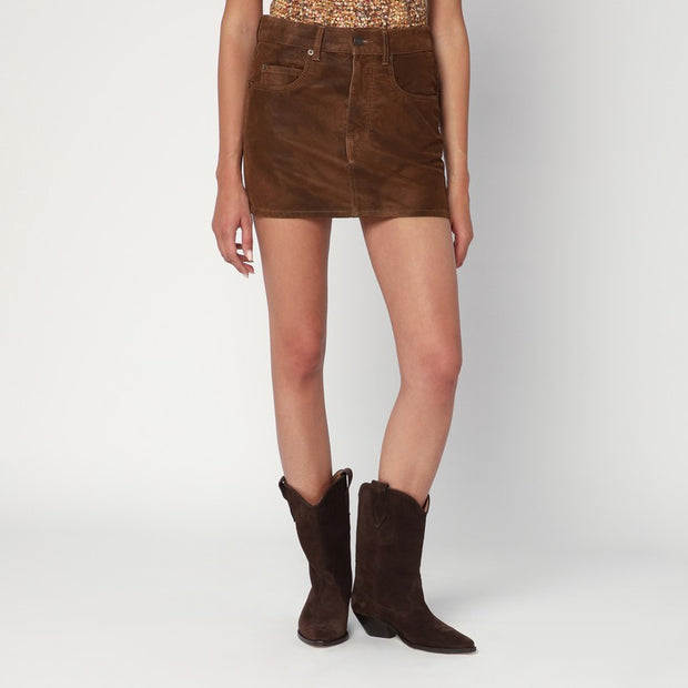 ISABEL MARANT Étoile Brown Kimmy Mini Skirt In Faux Leather