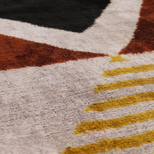 Handmade Silk Velvet Geometric Throw Pillow - 16x24, Black, Gold, And Rust Brown Modern Design With Down Feather Insert