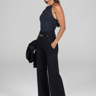 KiraGrace HIGH WAIST WIDE LEG PANT: BLACK PONTE
