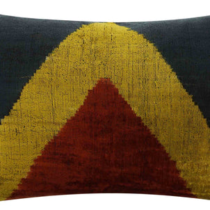 Handmade Silk Velvet Throw Pillow - 16x24, Black, Gold, And Brown Luxury Geometric Design With Down Feather Insert