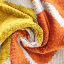 Handmade Fall Silk Velvet Throw Pillow - 16x24, Orange And Yellow Geometric Design With Down Feather Insert