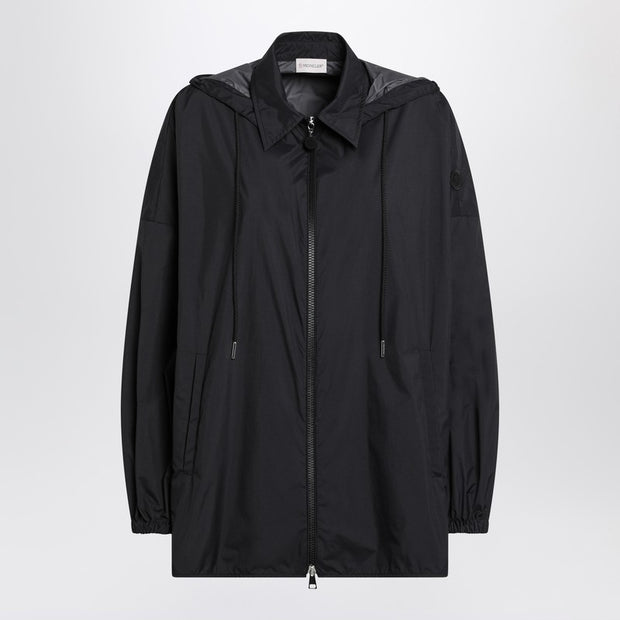 Moncler Black Zip Parka In Nylon