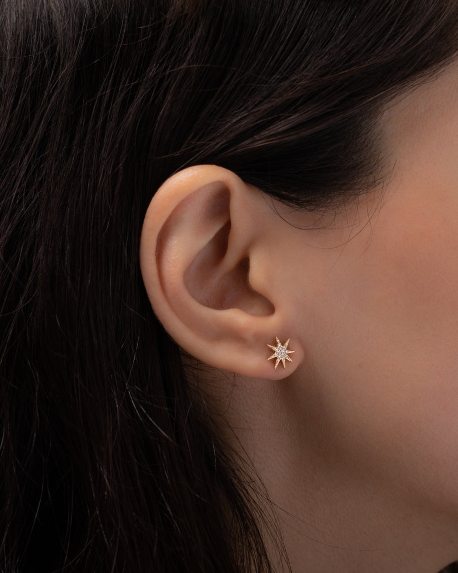 Zoe Lev Diamond Sunburst Stud Earrings