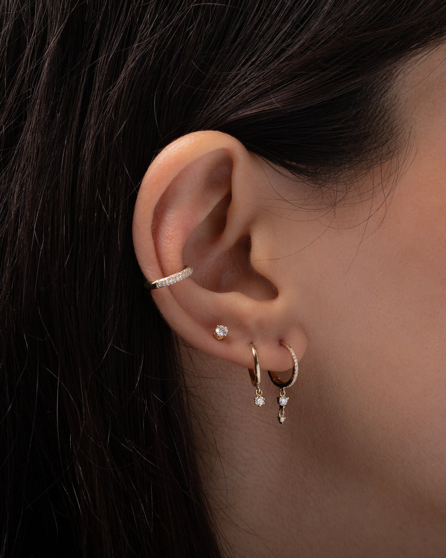 Zoe Lev Diamond Huggie Earrings With Drop Duo