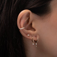 Zoe Lev Diamond Huggie Earrings With Drop Duo