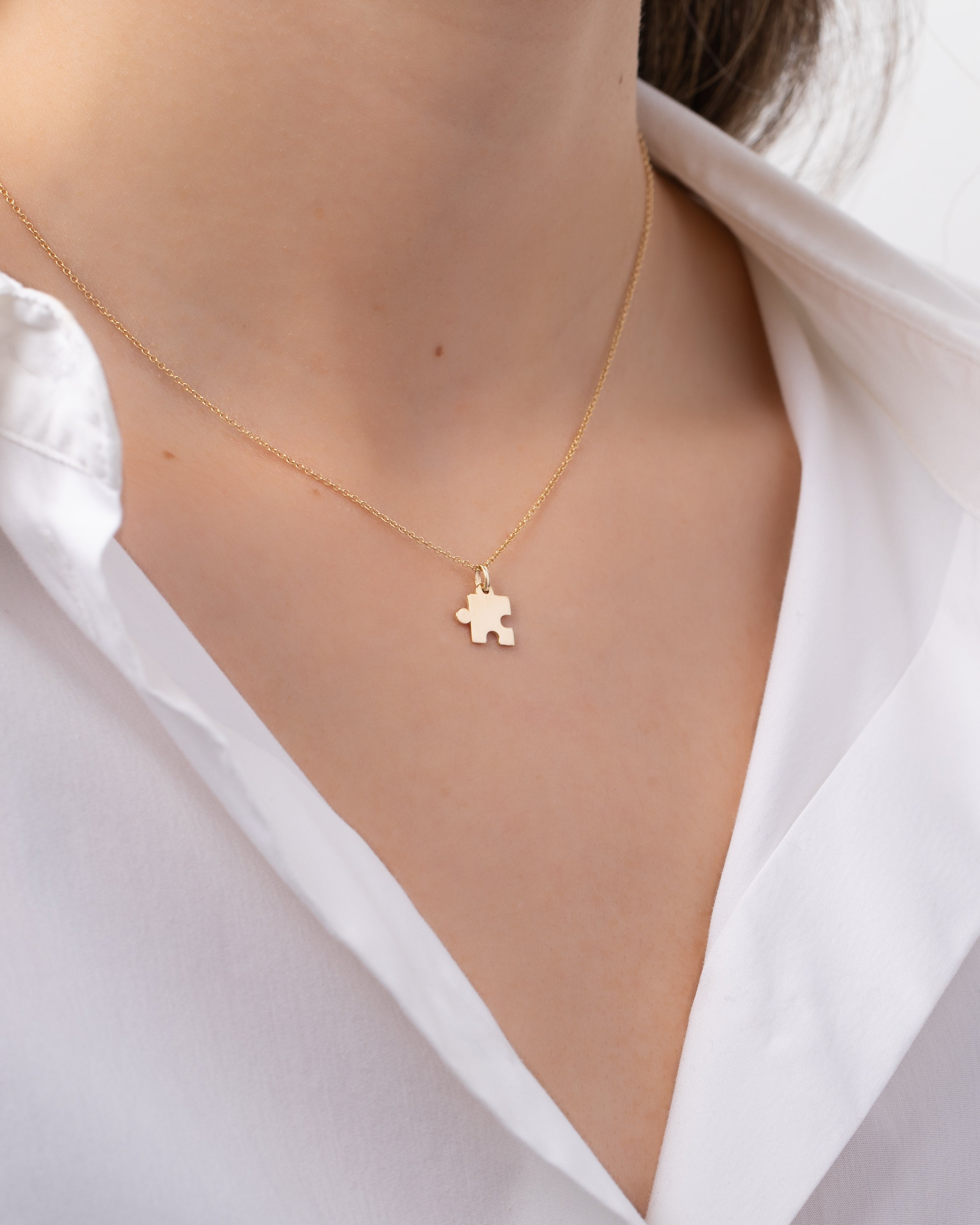 Zoe Lev 14K Gold Puzzle Piece Necklace