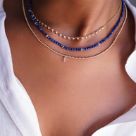 Zoe Lev 14K Gold Blue Lapis Segment Bead Necklace