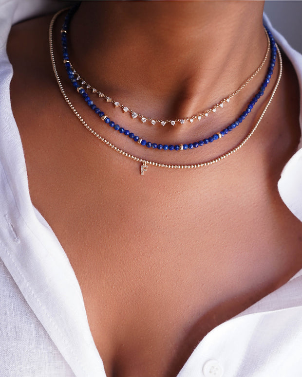 Zoe Lev 14K Gold Blue Lapis Segment Bead Necklace