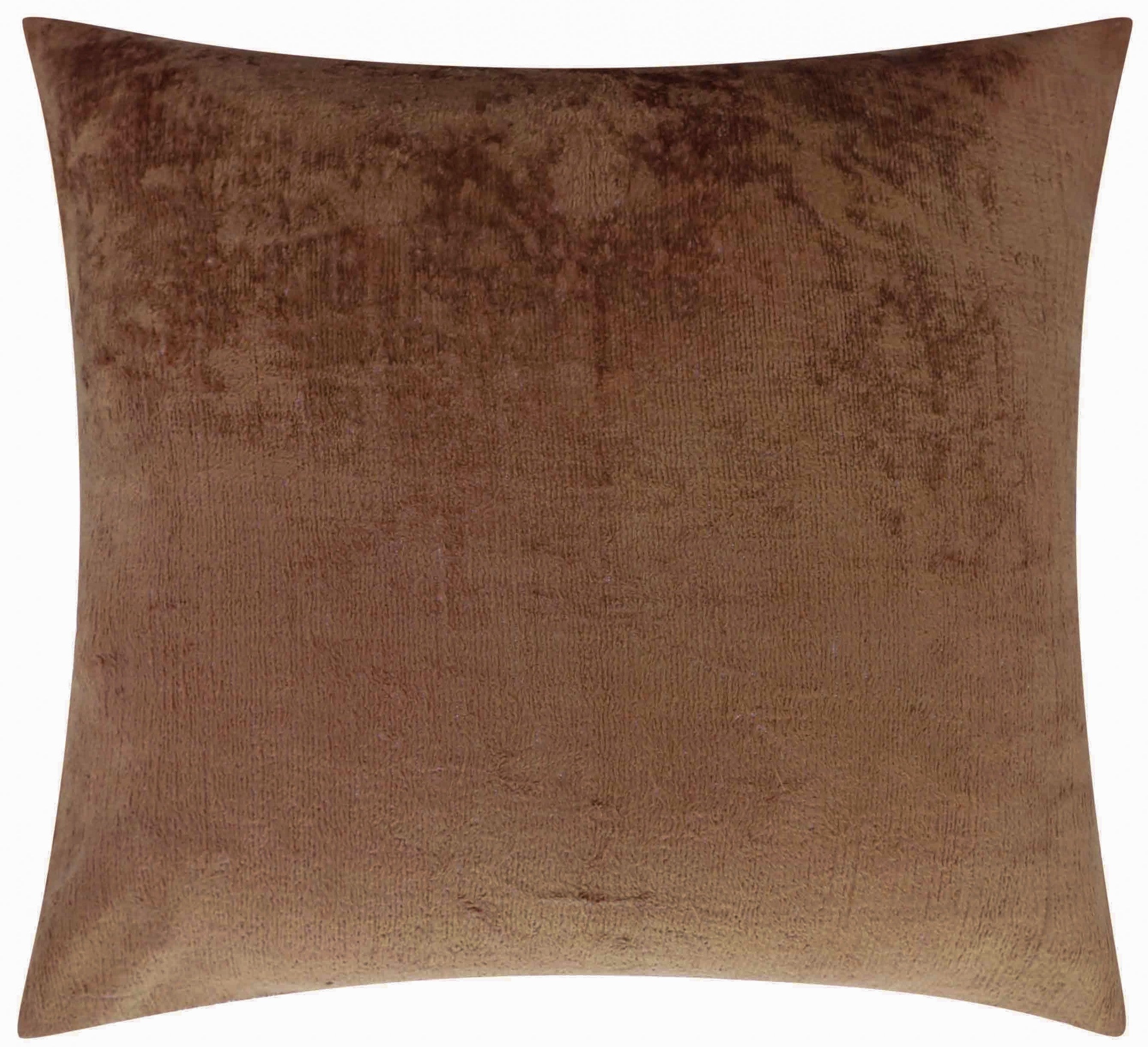 Handmade Solid Brown Silk Velvet Throw Pillow - 20x20, Luxurious Velvet Design With Down Feather Insert