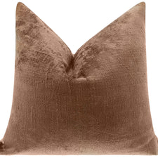 Handmade Solid Brown Silk Velvet Throw Pillow - 20x20, Luxurious Velvet Design With Down Feather Insert