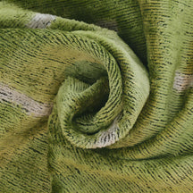 Handmade Silk Velvet Minimalist Throw Pillow - 20x20, Green With White Accent Lines, Down Feather Insert