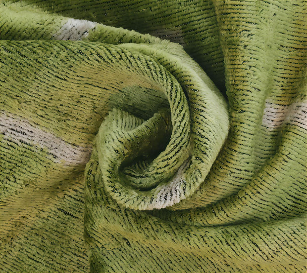 Handmade Silk Velvet Minimalist Throw Pillow - 20x20, Green With White Accent Lines, Down Feather Insert