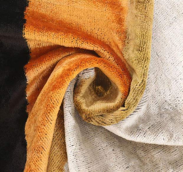 Handmade Silk Velvet Striped Throw Pillow - 20x20, Bold White, Gold, Orange, And Black Design With Down Feather Insert