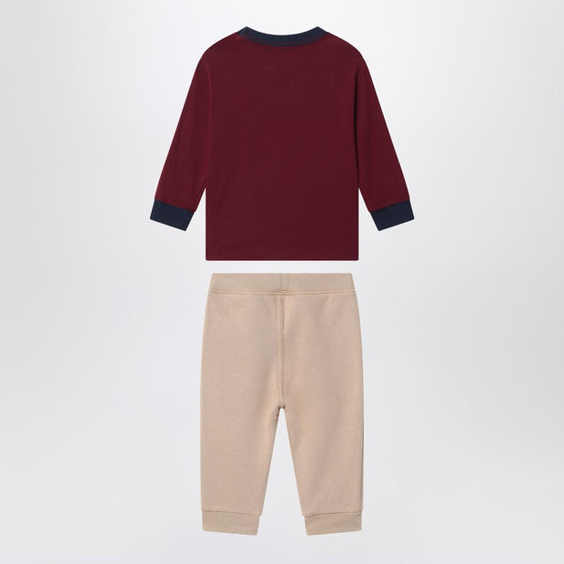 Polo Ralph Lauren Kids' Two-piece Polo Bear Set In Burgundy/beige