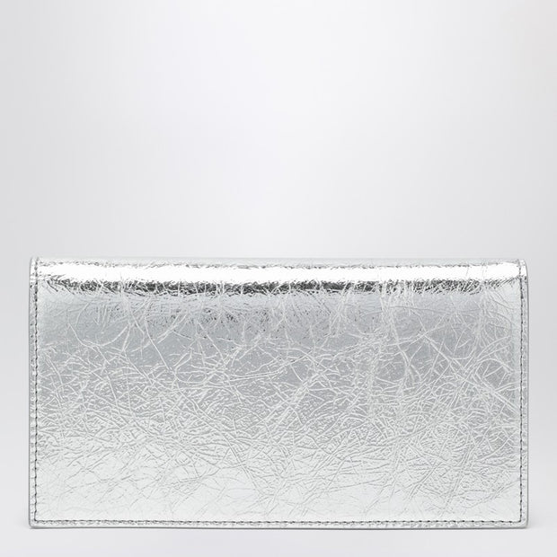 Christian Louboutin Loubi54 Silver Laminated Leather Clutch Bag