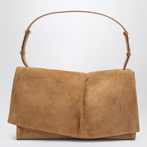 Christian Louboutin Baggy Small Beige Shoulder Bag In Suede