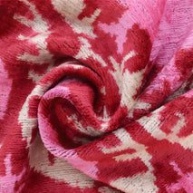 Handmade Silk Velvet Throw Pillow - 16x16, Red And Pink Traditional Design With Down Feather Insert