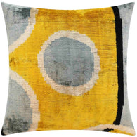 Handmade 16x16 Silk Velvet Geometric Throw Pillow In Gold And Gray – Luxury Down Feather Insert