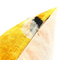 Handmade 16x16 Silk Velvet Geometric Throw Pillow In Gold And Gray – Luxury Down Feather Insert