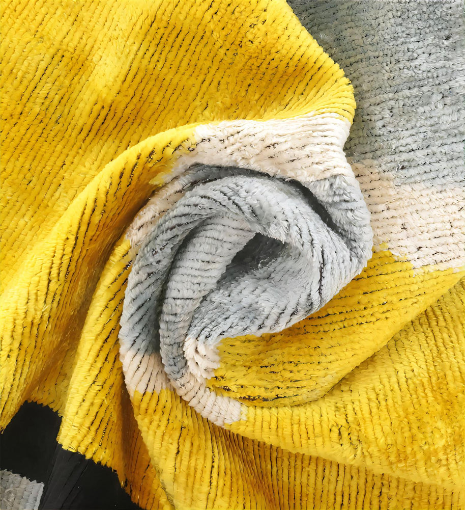 Handmade 16x16 Silk Velvet Geometric Throw Pillow In Gold And Gray – Luxury Down Feather Insert