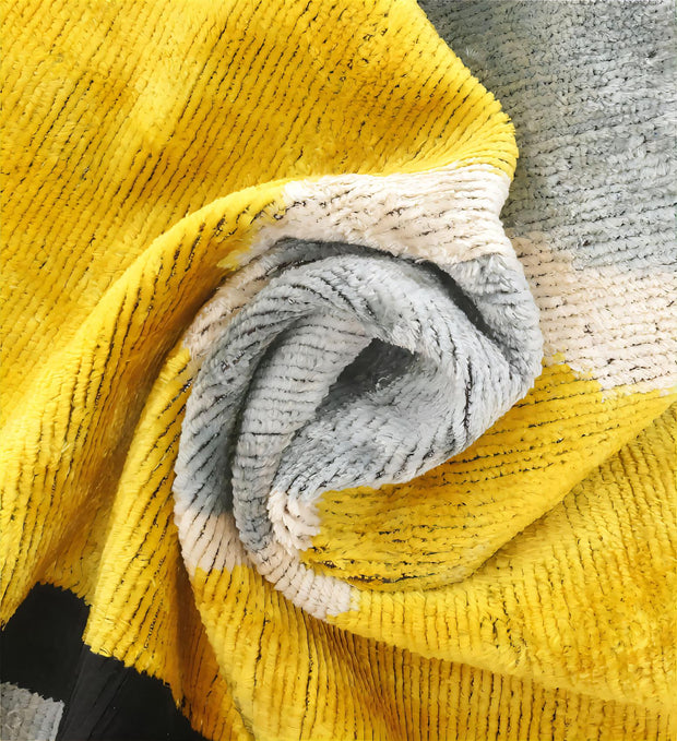 Handmade 16x16 Silk Velvet Geometric Throw Pillow In Gold And Gray – Luxury Down Feather Insert