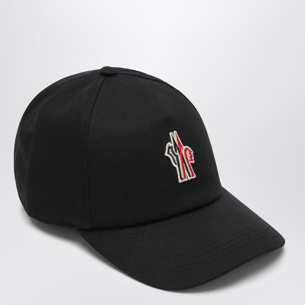 Moncler Grenoble Black Cap With Visor And Logo Patch