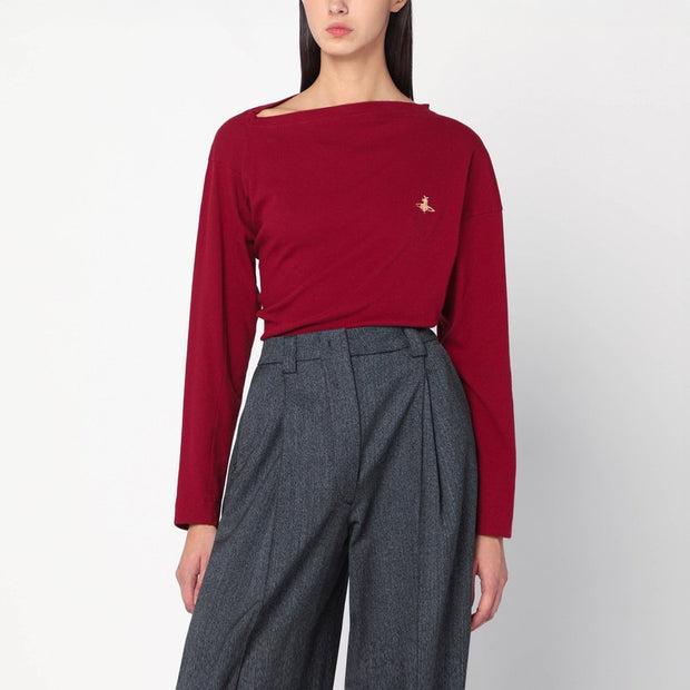 Vivienne Westwood Brick Red Asymmetrical Top With Orb Logo
