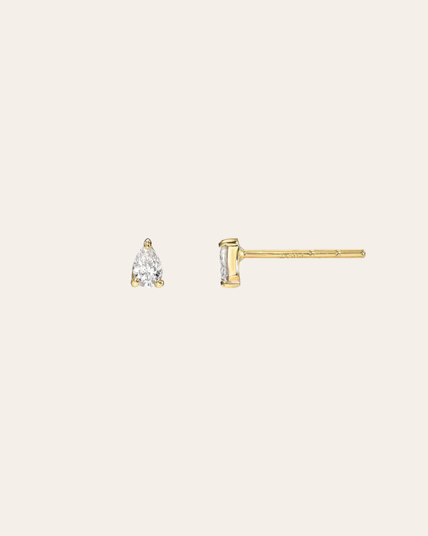 Zoe Lev 3 Prong Diamond Pear Stud Earrings