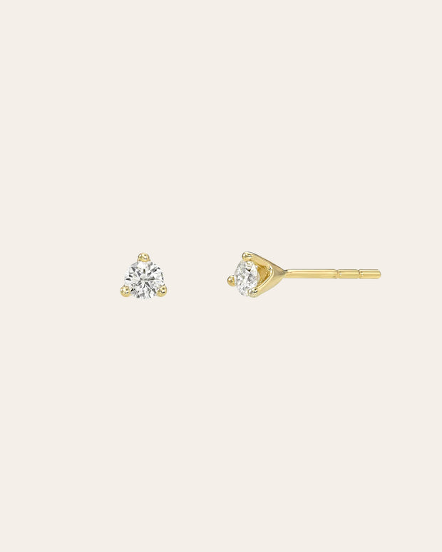 Zoe Lev 3 Prong Diamond Stud Earrings