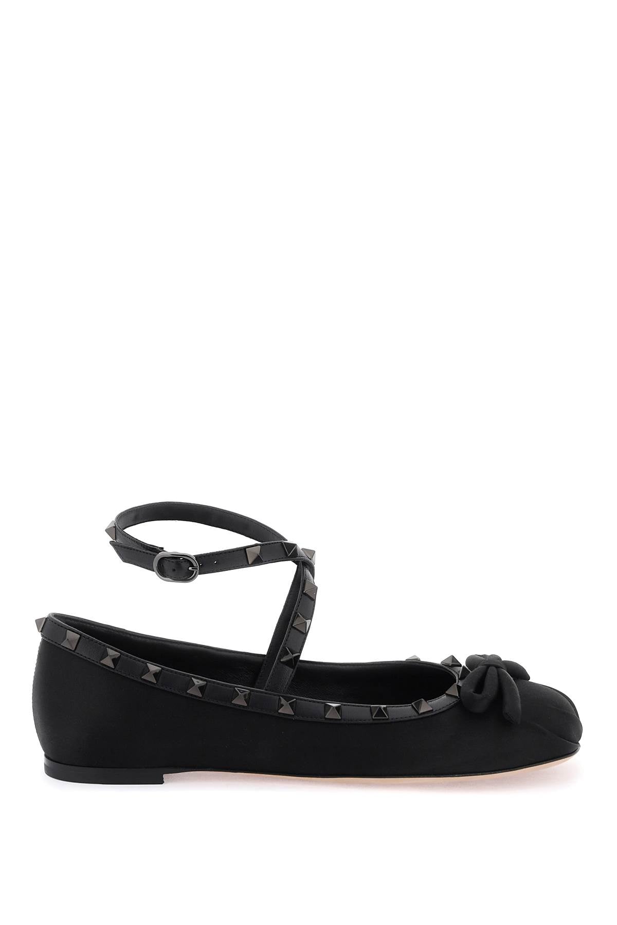 Valentino Garavani Rockstud Satin Ballet Flats