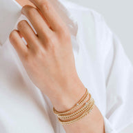 Zoe Lev 3mm Gold Bead Bracelet With Diamond Bead