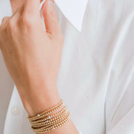 Zoe Lev 3mm Gold Bead Bracelet With Diamond Bead