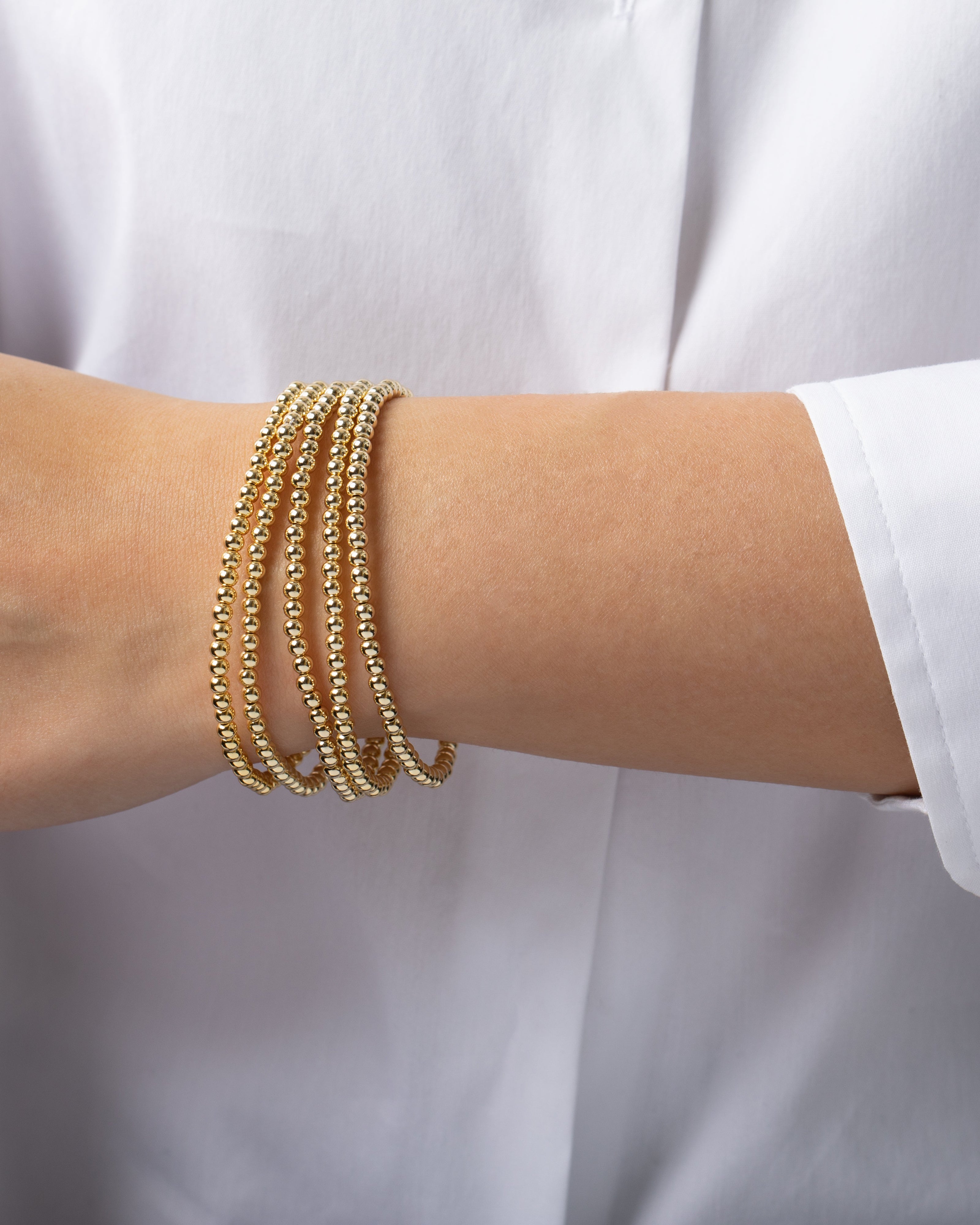Zoe Lev 3mm Bead Bracelet Stack