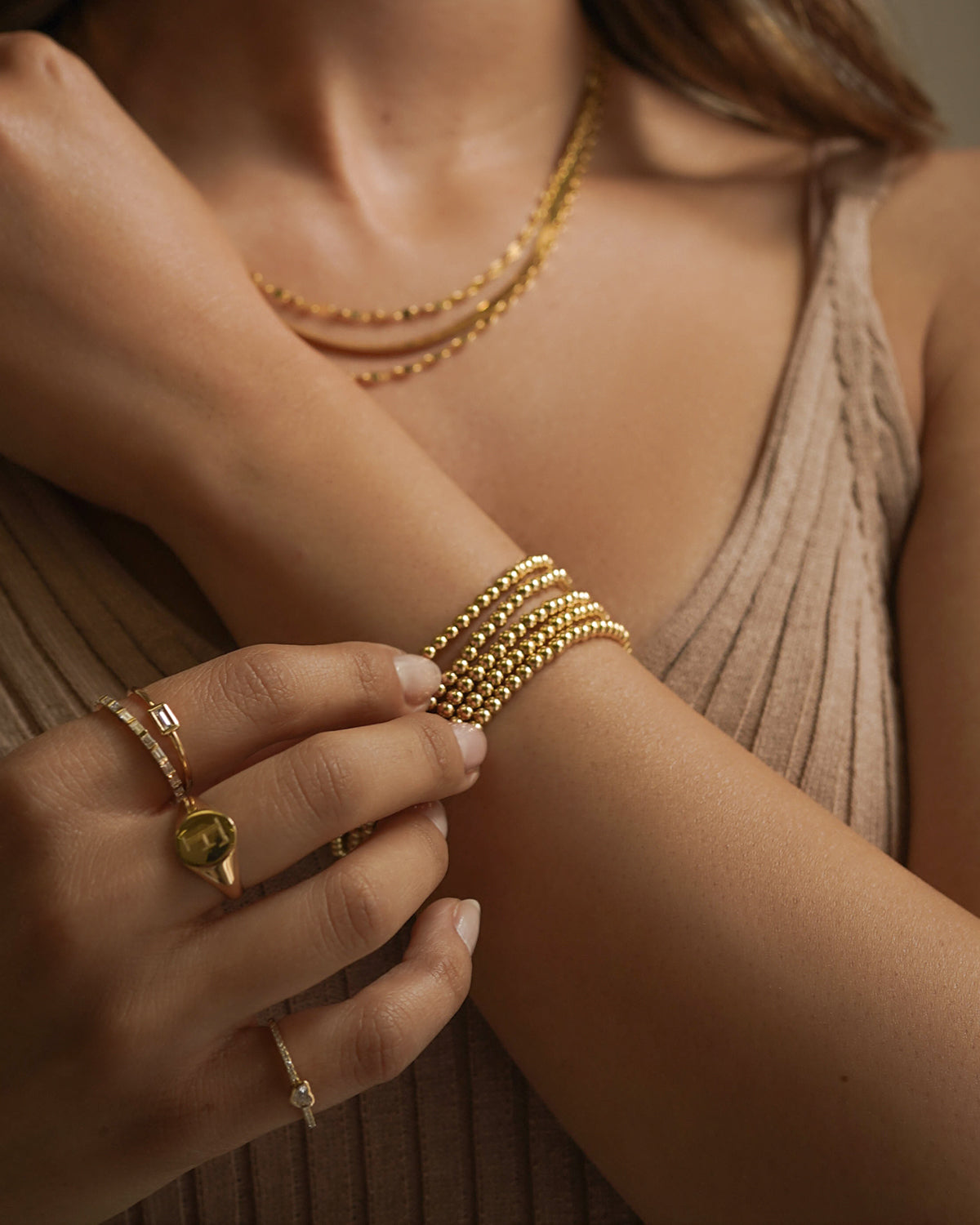 Zoe Lev 3mm Gold Bead Bracelet
