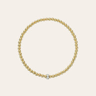 Zoe Lev 3mm Gold Bead Bracelet With Diamond Bar