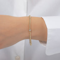Zoe Lev 3mm Gold Bead Bracelet With Diamond Bar