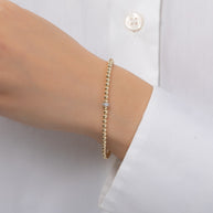 Zoe Lev 3mm Gold Bead Bracelet With Diamond Bar
