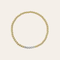 Zoe Lev 3mm Gold Bead Bracelet With Multi Diamond Beads