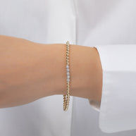 Zoe Lev 3mm Gold Bead Bracelet With Multi Diamond Beads